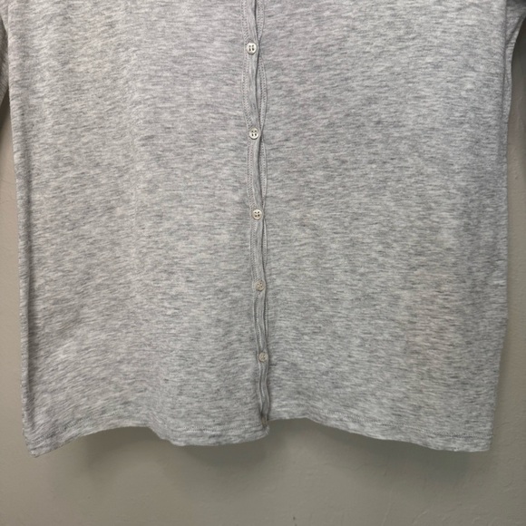 PETITE BATEAU Button Front 3/4 Sleeve Tee V-Neck Top 100% Cotton Light Gray 18Y - Picture 4 of 14